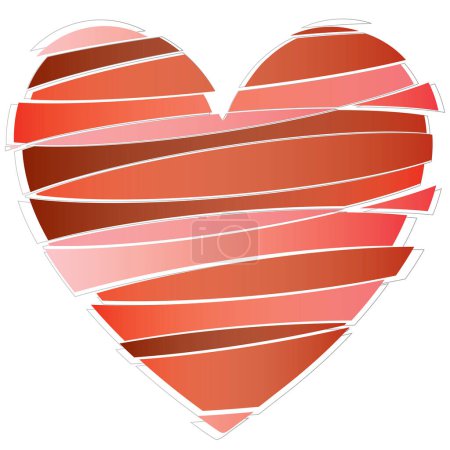 Téléchargez les illustrations : Coeur abstrait avec fond de couleur rouge - en licence libre de droit
