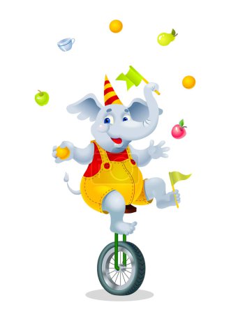 Illustration for Happy clown with bicycle and a scooter - Royalty Free Image