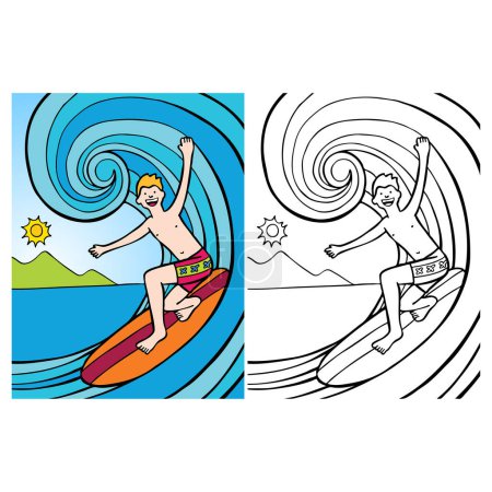 Illustration for Surfing, summer, summer, surfing vector. summer activity, leisure, leisure. - Royalty Free Image
