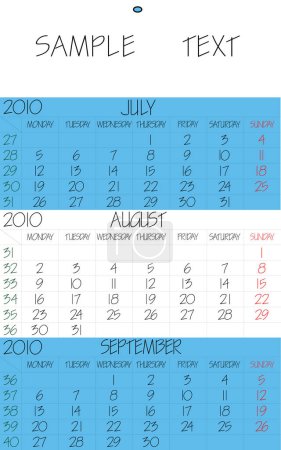 Illustration for Calendar for 2 0 1 3 with week starts - Royalty Free Image