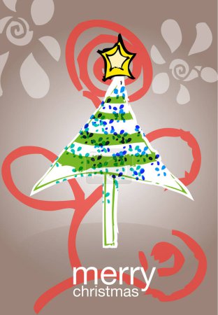 Illustration for Christmas background with fir tree, vector illustration. - Royalty Free Image