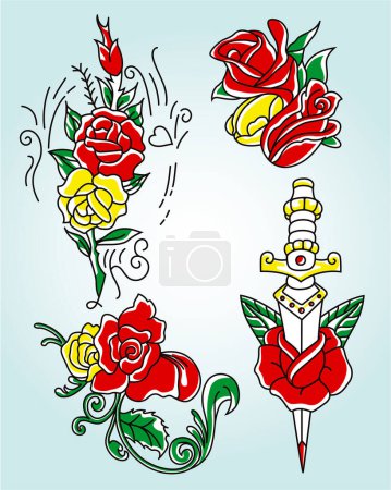 Téléchargez les illustrations : Illustration vectorielle de roses sur fond blanc. - en licence libre de droit