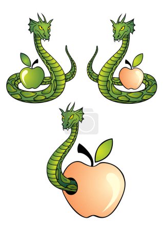 Ilustración de Vector conjunto de manzanas con cinta. - Imagen libre de derechos