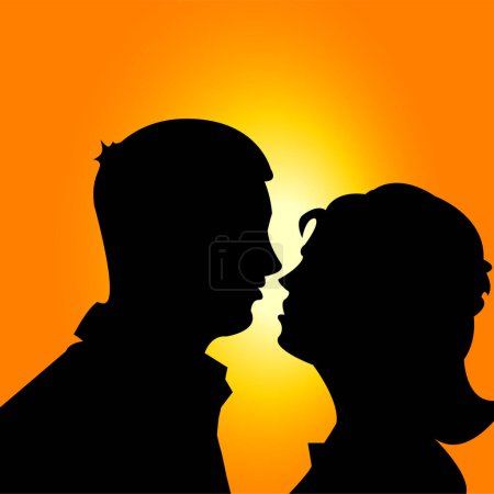 Téléchargez les illustrations : Silhouette vectorielle de couple
. - en licence libre de droit