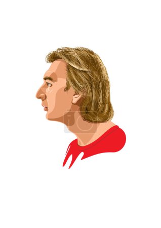 Illustration for Portrait of man, profile view. vector illustration of a man in a red suit with an open head on a white background. - Royalty Free Image