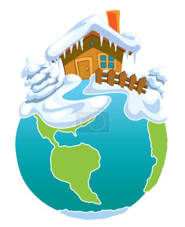 Illustration for Snow globe in snow illustration vector - Royalty Free Image
