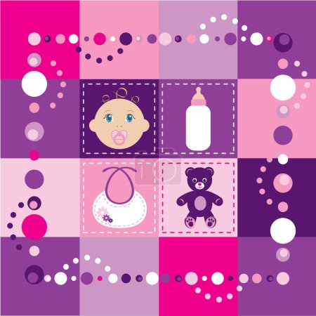 Téléchargez les illustrations : Design douche bébé sur fond rose, illustration vectorielle - en licence libre de droit