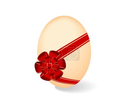 Ilustración de Huevo rojo con lazo rojo. concepto de vacaciones de Pascua - Imagen libre de derechos