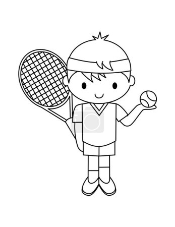 Ilustración de Niño con raqueta de tenis y bola vector ilustración diseño - Imagen libre de derechos