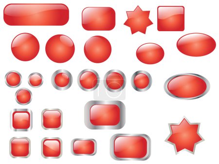 Ilustración de Rojo brillante brillante botones conjunto - Imagen libre de derechos