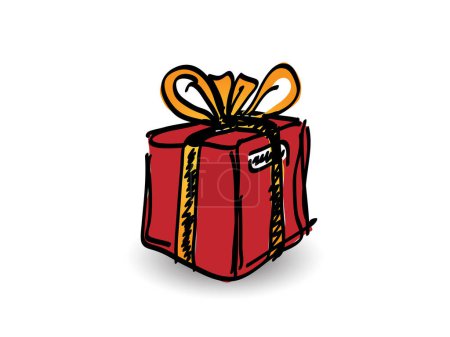 Ilustración de Caja de regalo roja con cinta. vector - Imagen libre de derechos