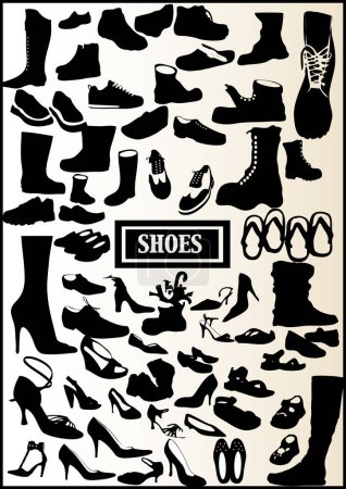 Téléchargez les illustrations : Collection de chaussures diverses - en licence libre de droit