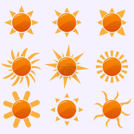 Téléchargez les illustrations : Ensemble vectoriel d'icônes solaires - en licence libre de droit