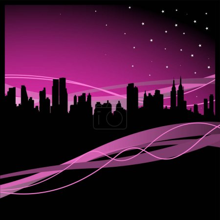 Ilustración de Ciudad nocturna con estrellas - Imagen libre de derechos