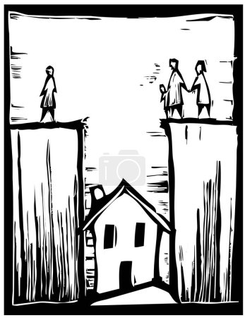 Illustration for Vector illustration with a house and people - Royalty Free Image