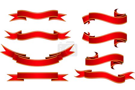 Illustration for Red ribbons vector collection - Royalty Free Image