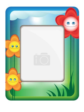 Illustration for Summer frame for text with a picture and flowers - Royalty Free Image