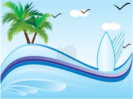 Illustration for Vector illustration of a beautiful tropical landscape - Royalty Free Image