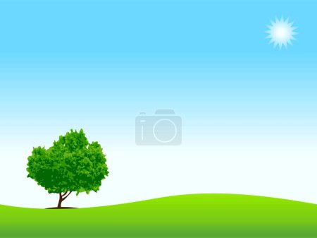 Téléchargez les illustrations : Illustration d'un arbre vert et d'un ciel bleu - en licence libre de droit