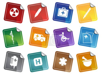Ilustración de Vector conjunto de iconos médicos con diferentes iconos de color - Imagen libre de derechos