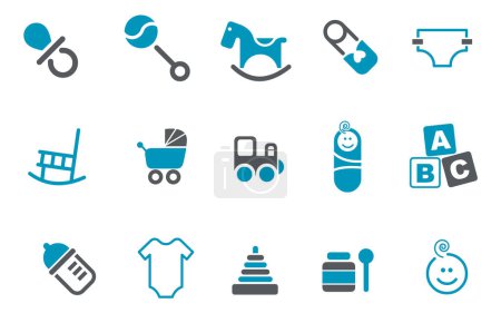 Illustration for Baby icons. baby toy, dummy and pacifier. vector - Royalty Free Image