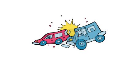 Ilustración de Dibujos animados rotos accidente de coche - Imagen libre de derechos
