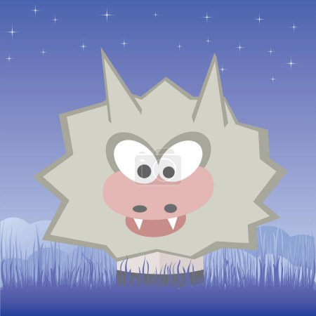 Téléchargez les illustrations : Illustration vectorielle de dessin animé mignon loup sur la lune - en licence libre de droit