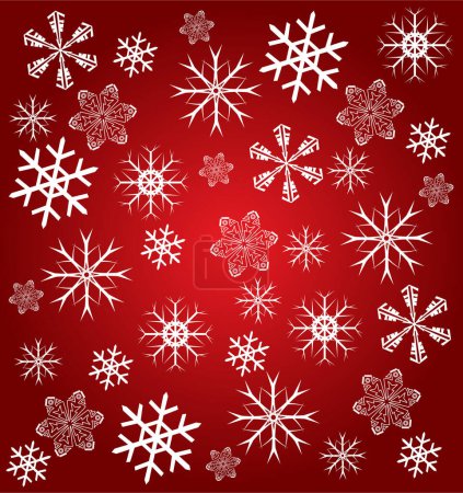 Téléchargez les illustrations : Flocons de neige sur fond rouge. vecteur. - en licence libre de droit