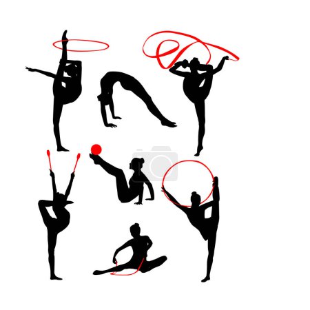 Téléchargez les illustrations : Illustration vectorielle de gymnaste en rouge - en licence libre de droit