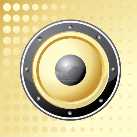 Illustration for Speaker icon on a gold background. vector illustration - Royalty Free Image