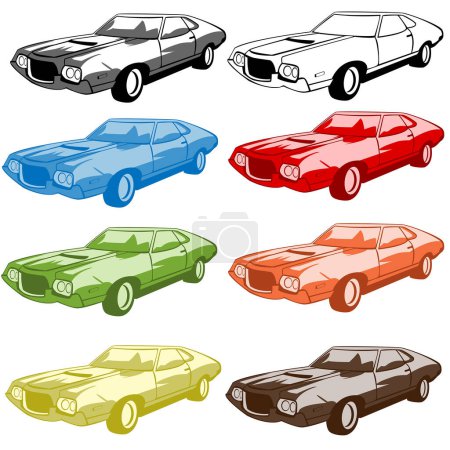 Illustration for Set of retro cars, vector illustration - Royalty Free Image
