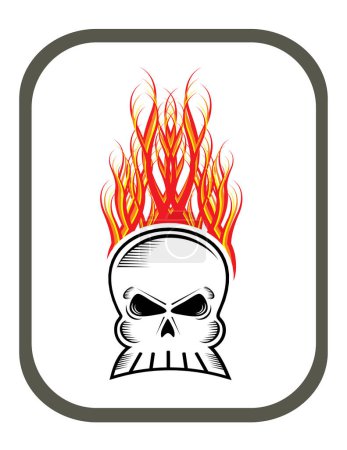 Ilustración de Cráneo con el icono de las llamas. ilustración vectorial - Imagen libre de derechos