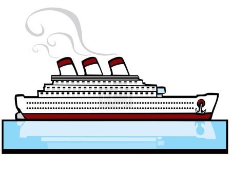 Téléchargez les illustrations : Illustration vectorielle d'icône de navire de croisière isolé - en licence libre de droit