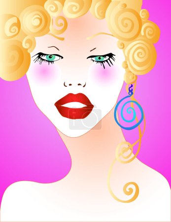 Illustration for Illustration with beautiful girl and hairstyle - Royalty Free Image