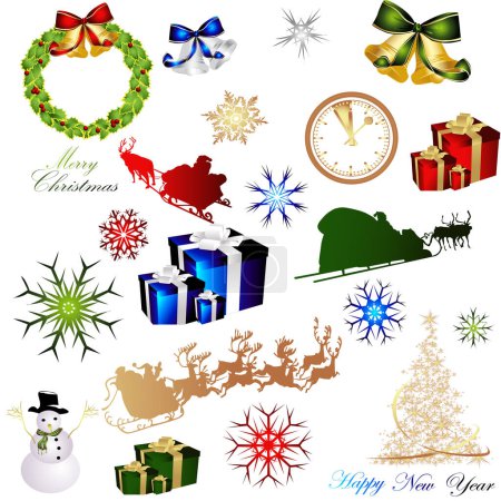 Téléchargez les illustrations : Nouvel an et éléments de Noël - en licence libre de droit