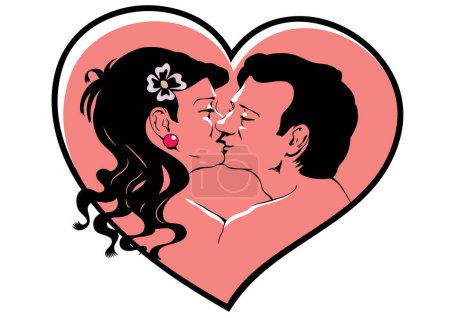 Illustration for Happy couple in love, vector illustration - Royalty Free Image