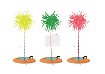 Illustration for Fireworks with colorful flag. - Royalty Free Image