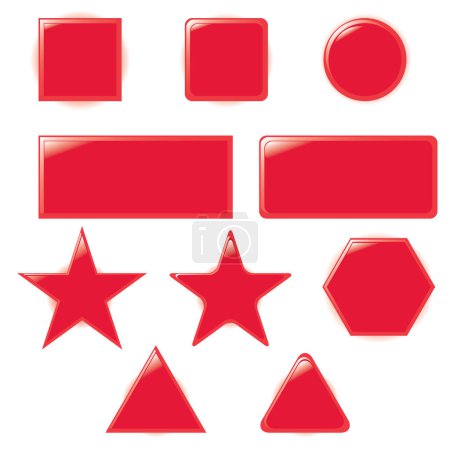 Téléchargez les illustrations : Icônes vectorielles rouges isolées sur fond blanc - en licence libre de droit