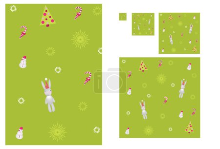 Illustration for Set of easter cards with rabbits, vector illustration simple design - Royalty Free Image