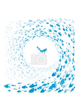 Illustration for Abstract background with blue waves - Royalty Free Image