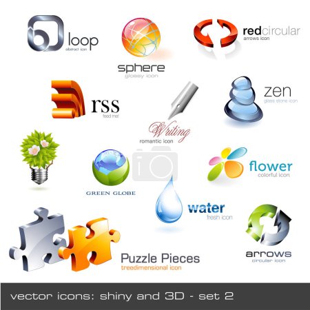 Ilustración de Conjunto de iconos vectoriales para logotipos empresariales y empresariales - Imagen libre de derechos