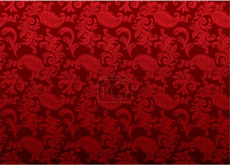 Ilustración de Patrón sin costura con adorno floral rojo - Imagen libre de derechos
