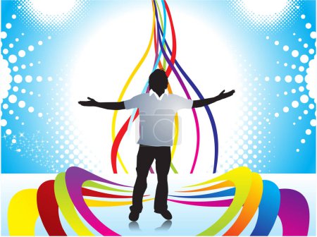 Illustration for Dancing man in abstract background, vector illustration - Royalty Free Image