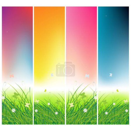Ilustración de Conjunto de cuatro fondos de colores, ilustración de vectores - Imagen libre de derechos