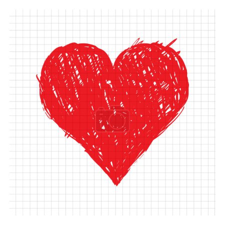 Téléchargez les illustrations : Coeur avec croquis au crayon, illustration vectorielle - en licence libre de droit