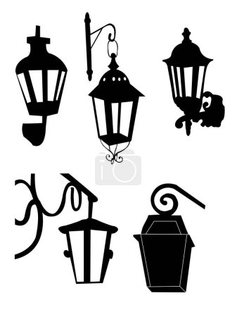 Illustration for Set of street lanterns, vector illustration - Royalty Free Image