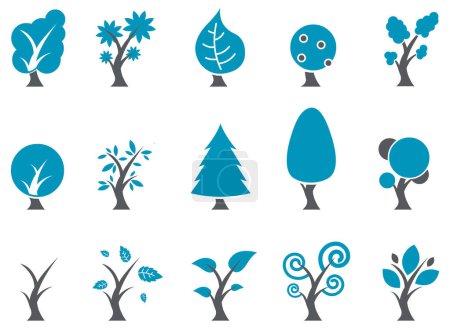 Ilustración de Conjunto de iconos de árboles, ilustración de vectores - Imagen libre de derechos
