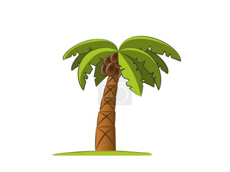 Téléchargez les illustrations : Palmier avec icône de l'île, style dessin animé - en licence libre de droit