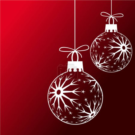 Ilustración de Tarjeta de Navidad. bola roja con árbol de Navidad - Imagen libre de derechos