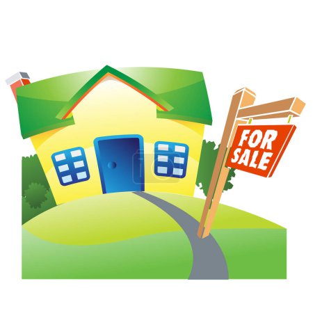 Illustration for Real estate concept. house with a sign. vector illustration. - Royalty Free Image
